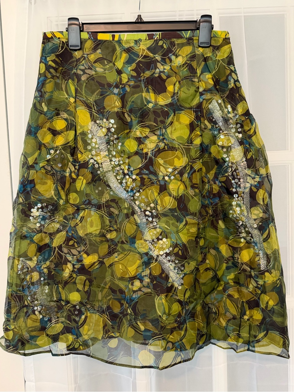 Ideology Women’s Sequin Embellished Sheer Overlay A-Line Midi Skirt Size 10